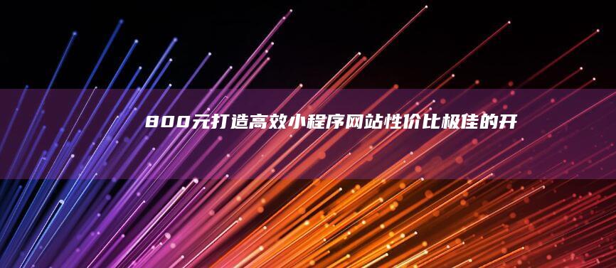 800元打造高效小程序网站：性价比极佳的开发方案